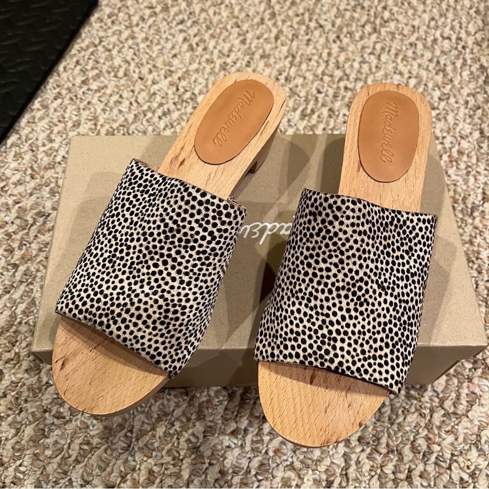 Madewell Clog Slide Sandals in Calf Hair